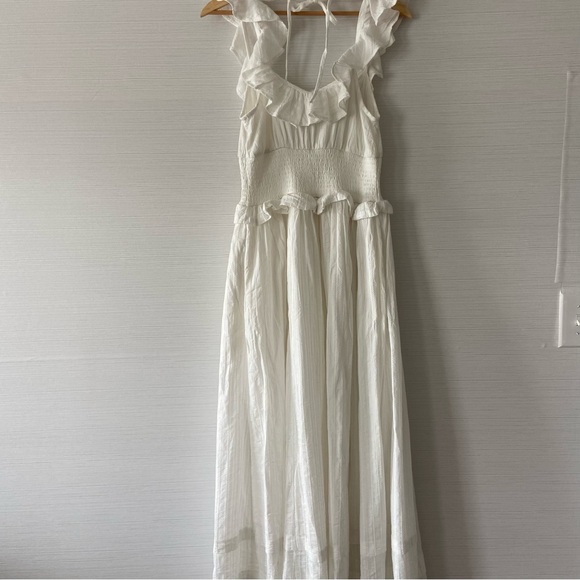 🌿|NWT| Anthropologie Pilcro Ruffled Smocked-Waist Button Front Midi Dress - Picture 10 of 12